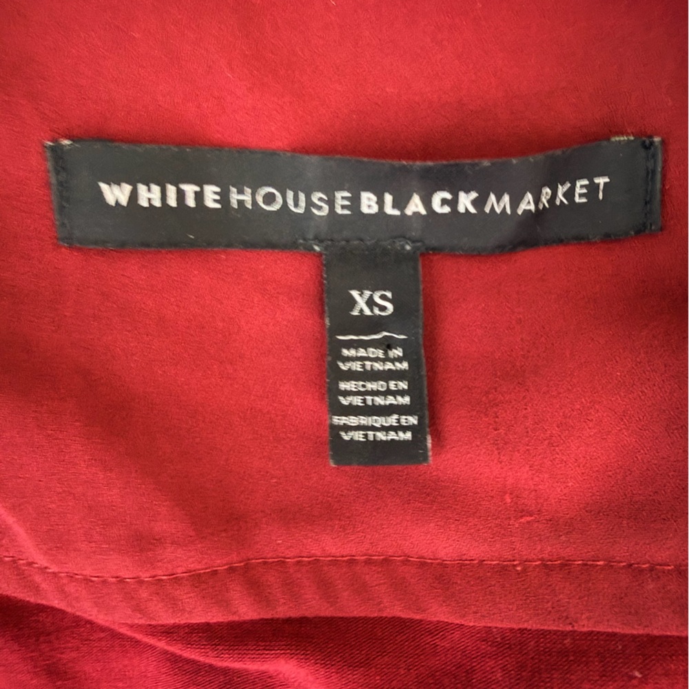 White House Black Market Deep Red Button-Down Shirt - Picture 3 of 4